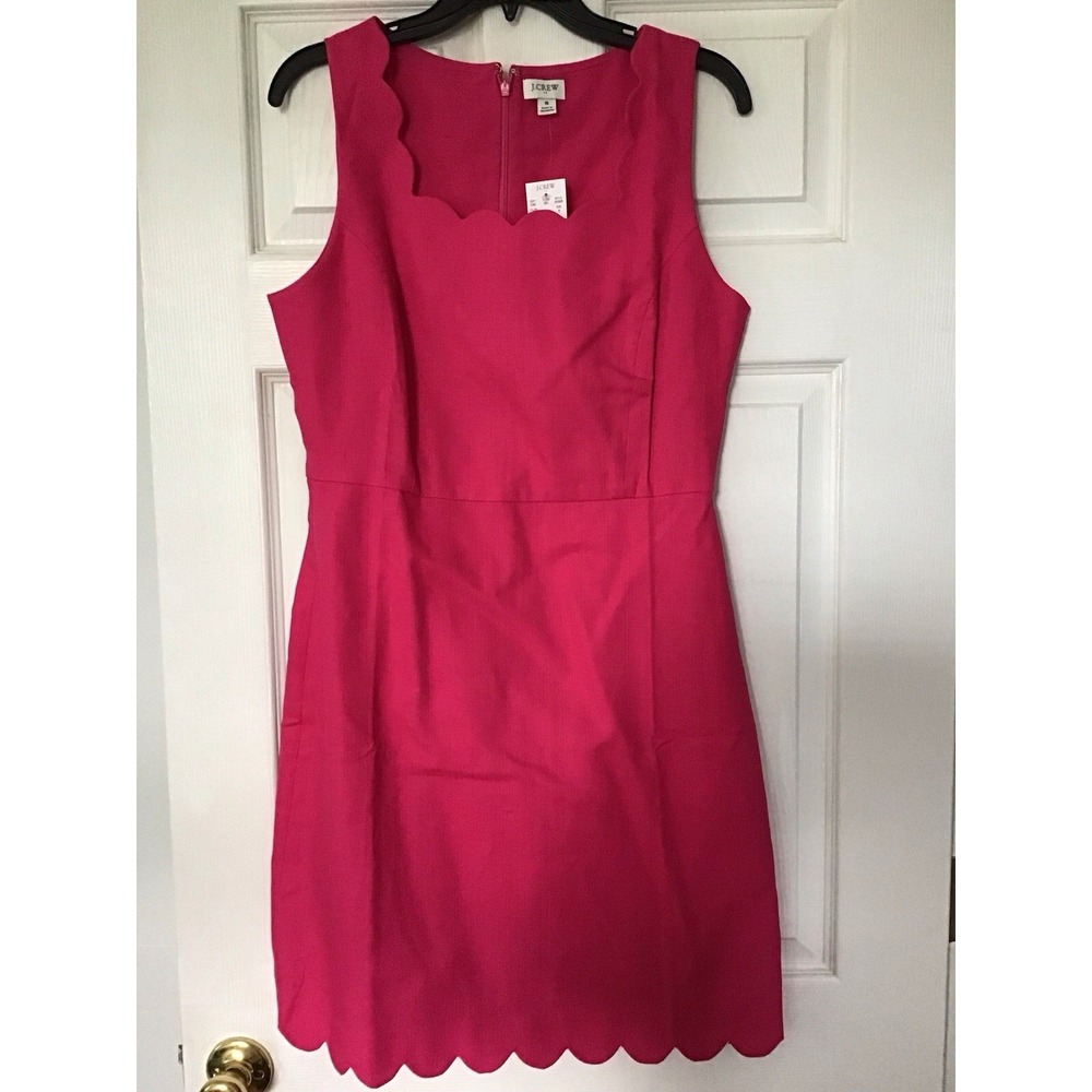 NWT J.Crew Size 8 Scalloped Sleeveless Sheath Dress Hot Pink Mature‎ Career